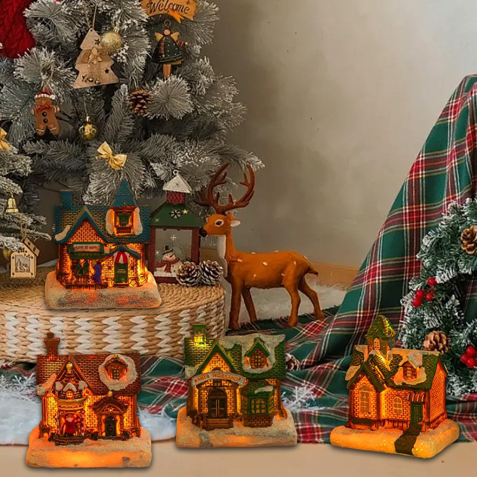 クリスマスヴィレッジLEDライトハウス・ミニチュアハウス・ドール